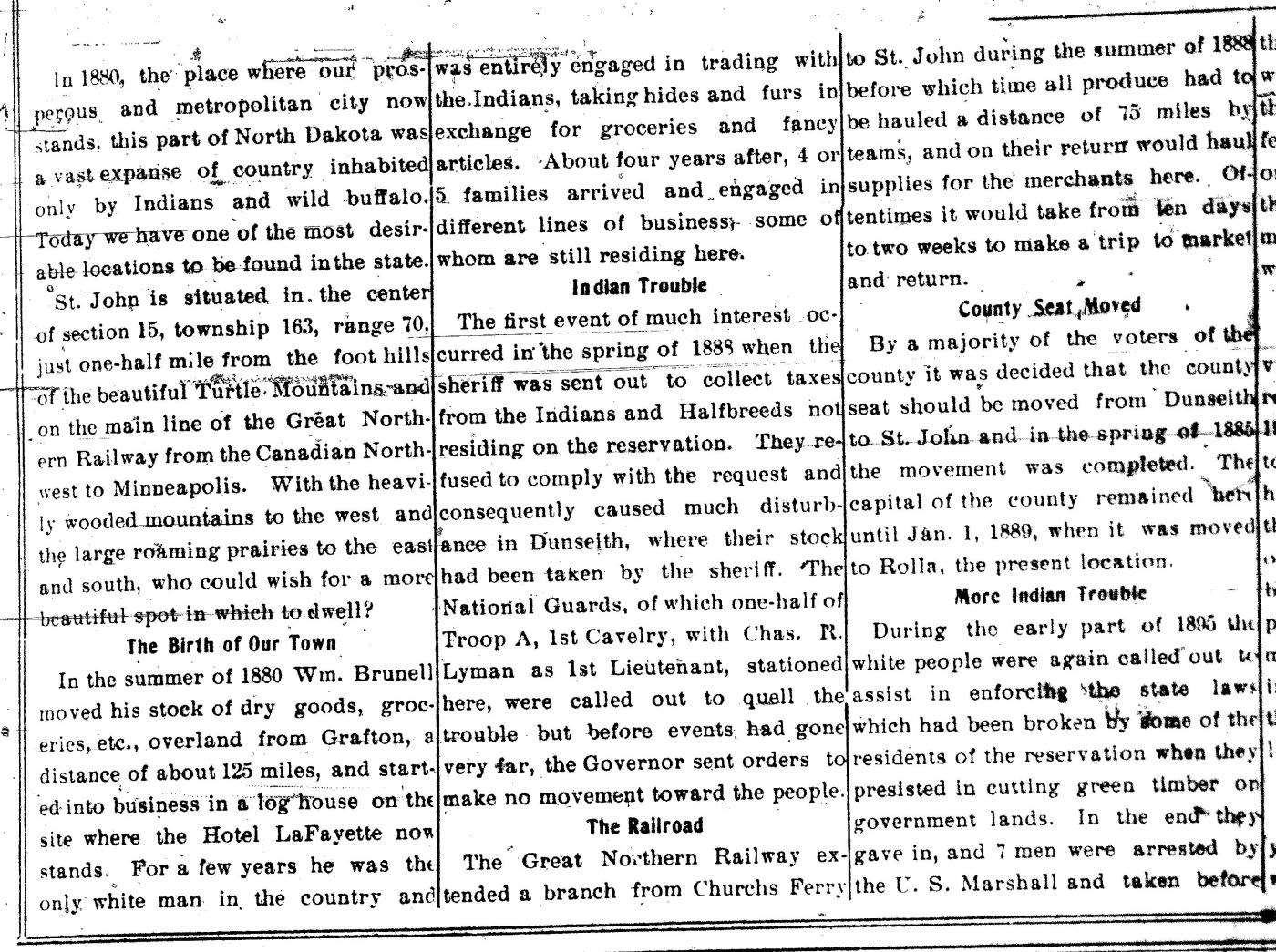 A January 1907 Retrospective of the Founding of the Village of St. John